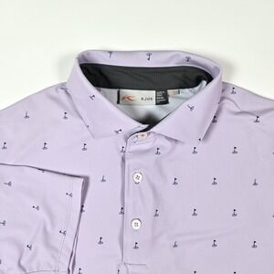 KJUS Polo Shirt Mens XL Purple AOP UPF 50 Golf Performance Talon Cup Preppy